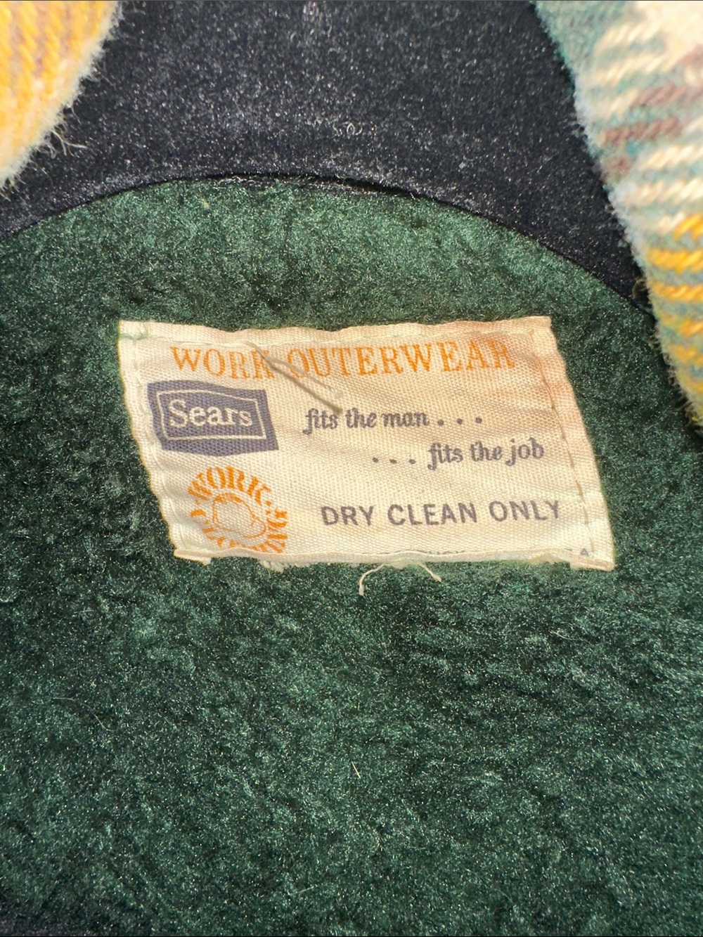 Vintage Sears Work Outerwear Yellow Plaid Button Front Jacket Unisex - Picture 2 of 6